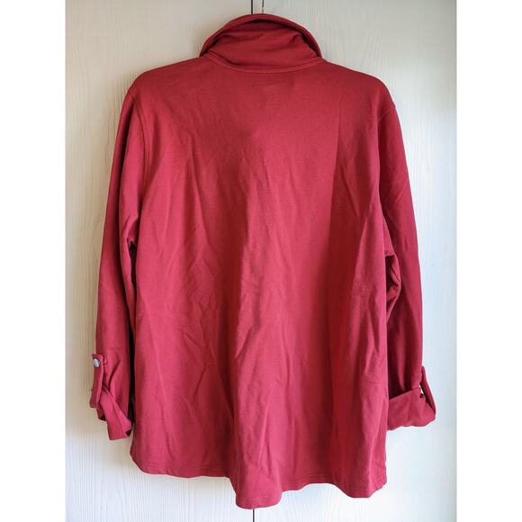 Style & Co. Sports Women's Red Snap Front Folded Long Sleeve Jacket Size XL - Picture 2 of 4